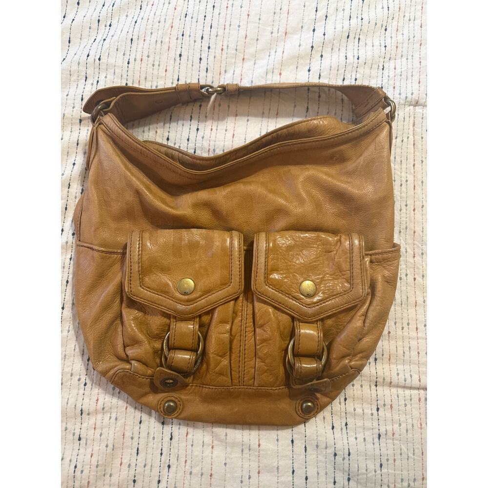 Vintage Leather Marc Jacobs Saddle Bag Buckle Strap Minimalist Classic Cognac